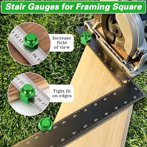 4 Pack Stair Gauge Set, Layout Tool for Framing Square, Green - color: Green