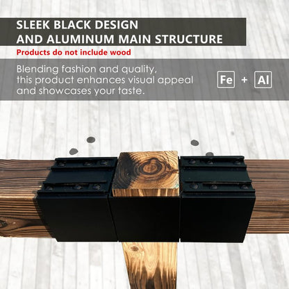 Kozyard 2 Sets DIY Pergola Brackets 3-Way Right Angle Corner Bracket - color: Black/2Sets