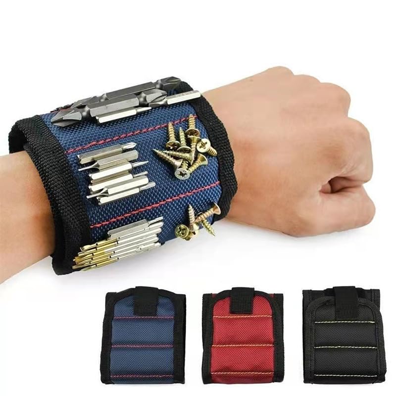 Magnetic Wrist Band with Self-adhesive, Tool Magnet Wrist Strap for Screws Screwdriver Hardware Storage (black) - color: Black