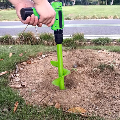 Auger Drill Bit for Planting - 4"X12" Heavy-Duty Garden Auger Spiral Drill Bit - Bulb Planter Tool & Auger Post Hole Digger - 3/8" Hex Drive Drill - size: 4"x12"(Green)