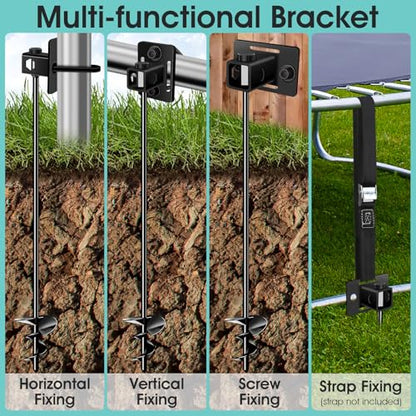 Ground Anchors Screw in, Multi-Purpose Trampoline Stakes Heavy Duty - color: Black-26"-2pcs