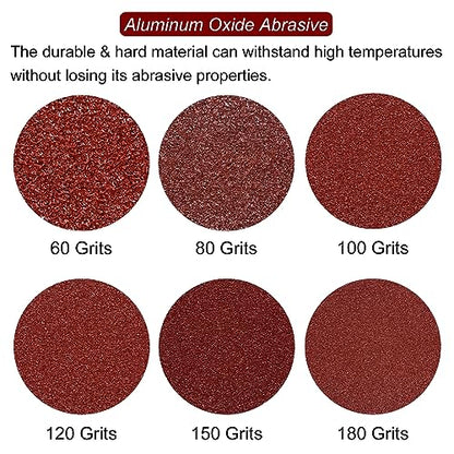 HARFINGTON 60pcs Triangular Hook & Loop Sandpapers 60/80/100/120/150/180 Grits 3-1/8" Aluminum Oxide Sanding Pads Mouse Detail Sander Papers Multitool Sheets Set (10pcs of Each Grits) - size: 60/80/100/120/150/180 Grits