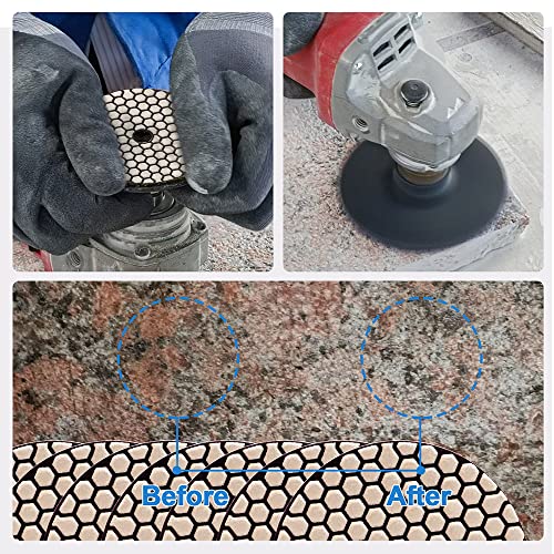 Dry Diamond Polishing Pads - 8pcs 5 inch #1500 Sanding Pads Kit for Granite Marble Ceramic Used on Angle Grinder or Polisher - size: 5inch / 125MM, style: #1500