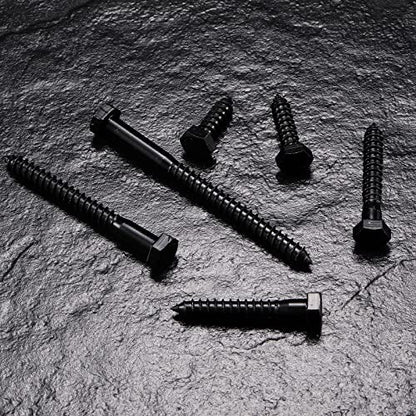 5/16" x 1-1/2" Hex Head Lag Screws Bolts 20Pcs 304 Stainless Steel 18-8, Partial Thread, Hexagon Head Wood Screws by Black Oxide by SG TZH - size: 5/16" x 1-1/2"