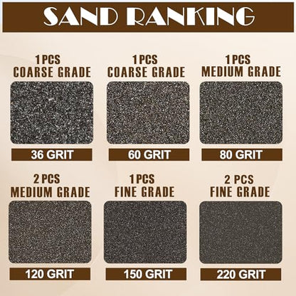 8pcs Sanding Blocks Assortment Kit, Sponge Sand Block Washable and Reusable, Wet & Dry Sandpaper Block - 36/60/80/150 Grit x 1pcs, 120/220 Grit x 2pcs - size: 36/60/80/120/150/220 Grits