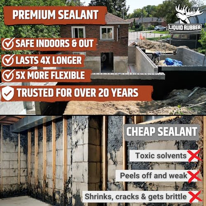 Liquid Rubber Foundation Sealant Basement Waterproof Sealer, Black, 12 Pack - size: 5 Gallon - 12 Pack