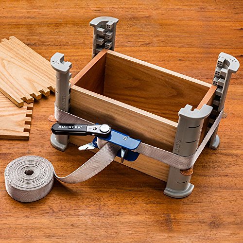 Rockler Band Clamps Woodworking - Longer, Durable 1”x15” Quick Grip Clamps & Permanently Attached Ratchet Handle - Non-Stretch Band Strap Clamp w/Herringbone Weave for Oddly Shaped Objects