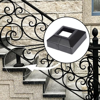 Post Cover Plate for 2" Floor Flange, 2-Piece, Flange Base Shoe for Railings, Post Skirt Cover, Black