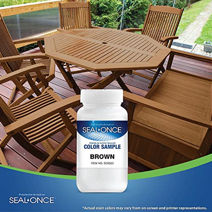 SEAL-ONCE Color Sample Semi-Transparent Wood Stain, Brown, 4 oz - color: Brown