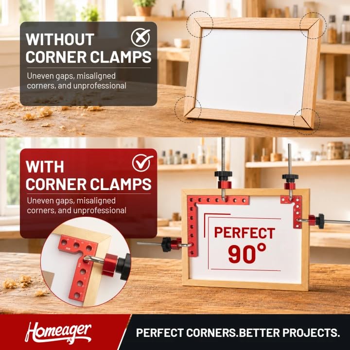 8Pcs Right Angle Clamps, 5.5" & 3.14" Precise Woodworking Corner Clamps