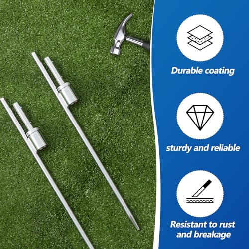 Pelopy 2 Pcs 20 Inch Feather Flag Ground Spike Stake Flag Base Heavy Duty - size: 20 Inch