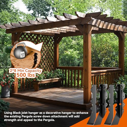 25 Pcs Black Joist Hangers 2x8, 18 Gauge Rafter Brackets , Hurricane Straps for 2x8 Face Mount Joist Hangers or Shed/Barn/Coop/Porch/Truss/Decks, Structurally Sound and Aesthetically Pleasing - size: 25 Pcs 2x8, style: Black Joist Hanger