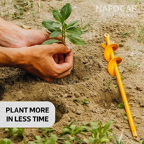 Garden Auger Drill Bit for Planting - 2"(D) x14.5(L) - Post Hole Digger Drill Auger for Gardening Bulbs, Flowers, and Bedding Plant - Made to Fit in Any 3/8 Hex Drill (Yellow) - size: Pack of 1: 2"x14.5"