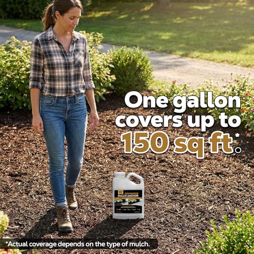 Dominator Mulch Anchor 1 Gallon - Mulch Glue & Gravel Binder, Rock Glue for Landscaping, Pea Gravel & Bark, Strong Stabilizer & Stone Glue Adhesive, Made in the USA - size: 1 Gallon, style: Mulch Glue