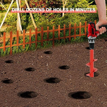 Auger Drill Bit for Planting - 4" X 12" Heavy-Duty Garden Auger Spiral Drill Bit - Bulb Planter Tool & Auger Post Hole Digger - 3/8" Hex Drive Drill - size: 4"x12"(Red)