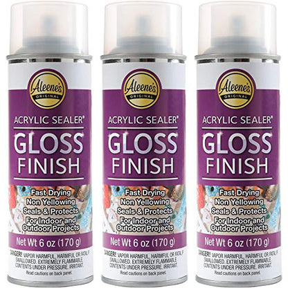 Aleene's Clear Acrylic Sealer Spray, Protective Gloss Finish, 6 oz 3-Pack