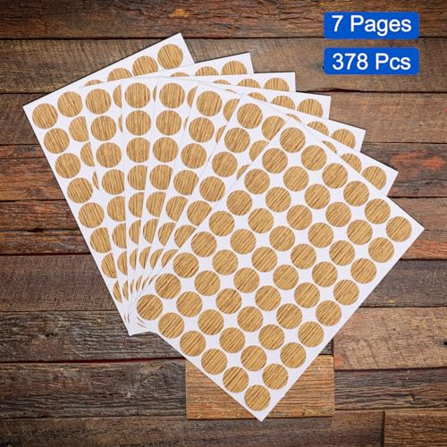 Uxcell 7 Sheets/378PCS Self Adhesive Screw Hole Stickers, 2.1cm/0.83" PVC Screw Hole Covers for Furniture, Wood Cabinet, Wall, Desk, Table, Bookcase, Walnut - color: Walnut
