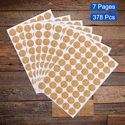 Uxcell 7 Sheets/378PCS Self Adhesive Screw Hole Stickers, 2.1cm/0.83" PVC Screw Hole Covers for Furniture, Wood Cabinet, Wall, Desk, Table, Bookcase, Walnut - color: Walnut