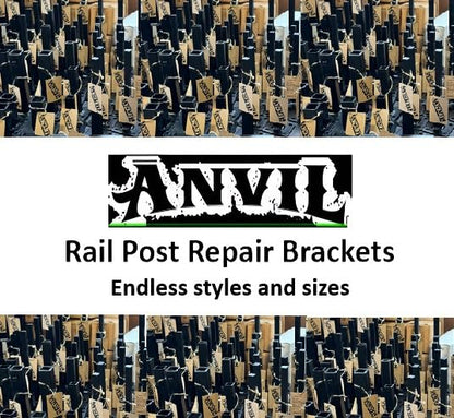 Weld-On Repair for 1" Outdoor Rusty Iron Stair Railings Post Base 8" Handrail Brackets, Square Metal Posts,3 inch Plates Solid Sq. & Tube-Broken Out of Cement Black Paint w Bolts