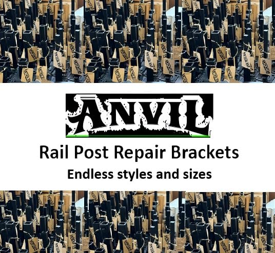 ANVIL'S No Welding Core Drilled 1" Outdoor Step Handrail Repair Brackets Loose Rusty Railings Post 7" Steel Grip Rail Mount for Wrought Iron Metal Rails Posts Broken Out of The Concrete Black