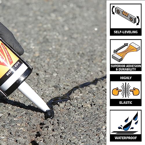 SIKA Sikaflex-410 Asphalt Sealant, Black, Self-Leveling Hybrid Sealant for Filling Cracks in Asphalt Driveways, Roadways, and Pavements - 9 fl. oz. Cartridge, Fills Cracks up to 1.5 in. Wide - size: 9 Fl Oz (Pack of 2)