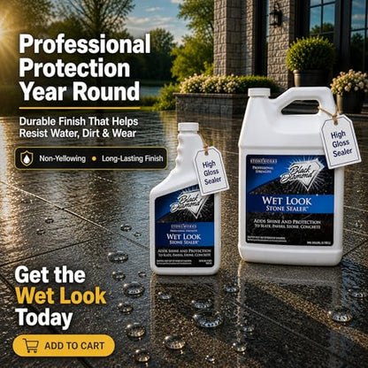 Wet Look Stone & Concrete Sealer, High Gloss for Pavers & Patios, 1 Quart - style: 1-Quart