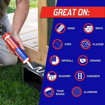 Loctite Power Grab Express Heavy Duty Construction Adhesive, 9 fl oz Cartridge - Versatile Constuction Glue for Wood, Wall, Tile, Foam Board & More (Pack of 12)