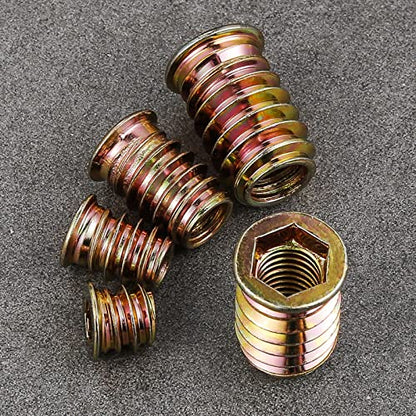 Wensilon 5/16”-20 100Pcs Threaded Insert for Wood Hex Drive Wood Inserts Furniture Nuts - size: 5/16”-20