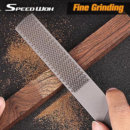 SPEEDWOX 4 Way Wood Rasp File Set Hand File and Round Rasp Half Round Flat & Needle Files Metal & Wood Files Set for Sharping Woods and Metal Tools Woods Rasps for Woodworking