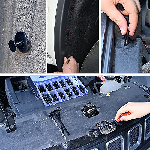 GOOACC 380Pcs Car Automotive Plastic, Metal, Nylon Push Pin Rivet with Fastener Remover Trim Clip Panel Body Interior Assortment Retainer Assortment Clips, (GRC-97),Black - size: 380Pcs Clips + Remover