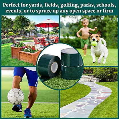 Gersoniel 2 Rolls 2 in x 16.5 ft Double Sided Turf Tape for Artificial Grass Rug Self Adhesive Artificial Turf Tape for Lawn Garden Carpet Connecting Outdoor Carpet - size: 2 in X 16.5 ft