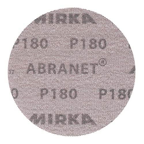 Mirka Abranet 5 Inch 180 Grit Mesh Sanding Discs, Hook and Loop, 10 Pack - size: Grit 180
