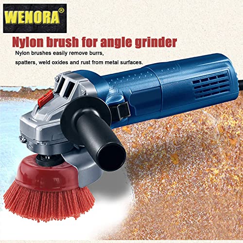 4" Nylon Cup Brush for Angle Grinder, 5/8" 11 Thread, 1/4" Drill Arbor - style: 1 Pack