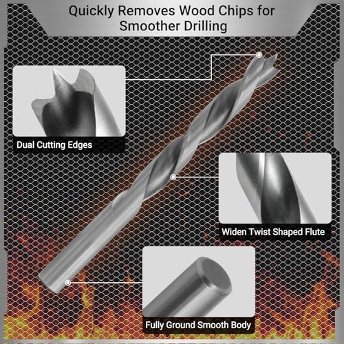 Brad Point Drill Bit Set, 29 PCS, 1/16" - 1/2" - size: 29-Piece SAE Set