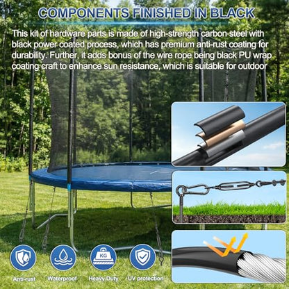 Shed Anchor Kit, All-Black Ground Anchor w/Wire Rope & Fasteners