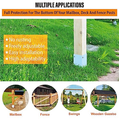 Stainless Steel Adjustable (Range 3.3"-6") Post Protector, Protects Wooden Mailboxes and Fences from Lawnmower and rain Damage (White, 2 Set) - color: White, size: 2 set