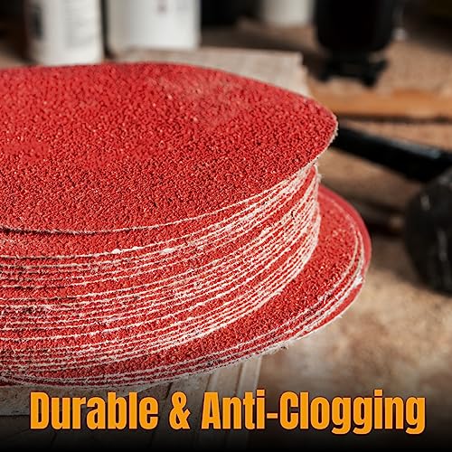 POWERTEC 110542 8 Inch PSA Sanding Discs & Abrasive Cleaning Stick Set | Assorted Sandpaper 30 PCS - 5 Each of 60,80,100,120,180,240 Grits for Drywall, Woodworking, Random Orbital Sanders, DA Sanders - style: 60-240 Grits, w/ Cleaning Stick