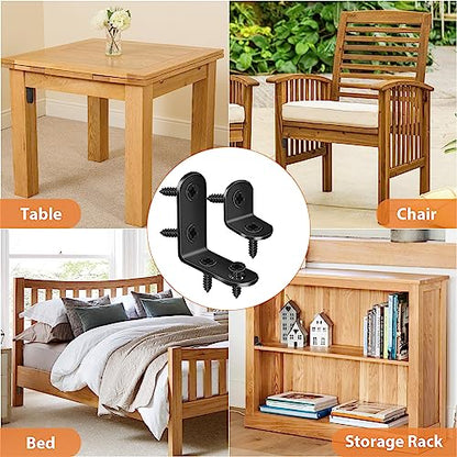 32PCS L Corner Brackets, MAPVOLUT Black Heavy Duty L Brackets for Shelves with 100PCS Screws, Metal Right Angle Shelf Bracket, Metal Corner Brace for Wood Furniture (1.57x1.57in/0.79x0.79in) - size: 2 SIZE Black