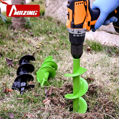 MAZING 16" x 4" Upgraded Spiral Auger Drill Bit for Planting, 2Pc Heavy Duty Garden Auger Bit, Bulb Planter Tool for Post Hole Digger Plant Flower Bedding Digging - size: 2 PCS