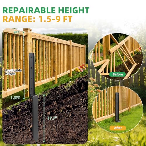 Fence Post Repair Kit, 8 Pack Heavy Duty Fence Post Stabilizer