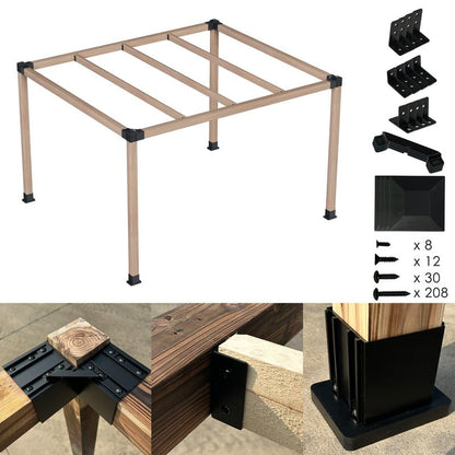 Kozyard Pergola Brackets, 4 Pack Kit 3-Way Right Angle Corner Bracket - color: Black/4Sets