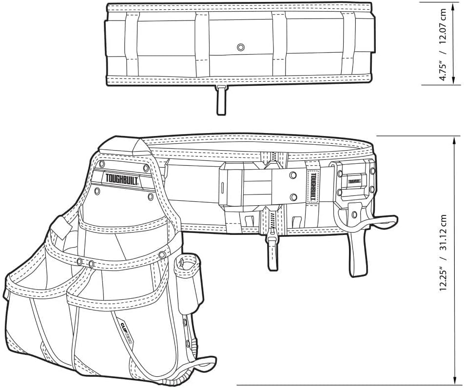 ToughBuilt ClipTech Series – 3-Piece Pro Framer Tool Belt Set, ClipTech™ Modular System with 2 Professional Pouches and Padded Belt, 1680D Heavy-Duty Construction (TB-CT-102-3P) - size: Pro Framer Rig (3 Piece)