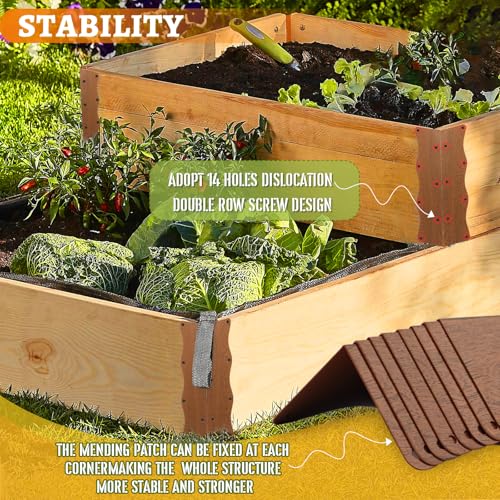 8Pcs Heavy Duty Metal Raised Garden Bed L-Shape Corner Brackets (11"x3"x3") - color: Brown
