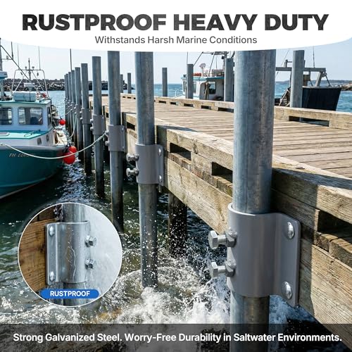 Dock Post Bracket Kit Stationary Dock Side Leg Pipe Holder, Heavy Duty Floating Dock Hardware Galvanize Boat Dock Accessories - style: 2pack