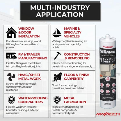 Construction Adhesive Heavy Duty- Industrial Strength Waterproof Adhesive - style: 12-Pack