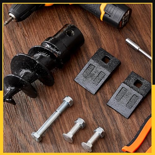 Hicarer Bolt on Spiral Point Auger Pilot Tip and 2 Pcs 3 Point Auger Cutting Edge Square Hole Replacement Teeth with Hardware for Most Heavy Duty 6" to 24" 3 Tooth Post Hole Diggers