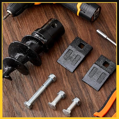 Hicarer Bolt on Spiral Point Auger Pilot Tip and 2 Pcs 3 Point Auger Cutting Edge Square Hole Replacement Teeth with Hardware for Most Heavy Duty 6" to 24" 3 Tooth Post Hole Diggers