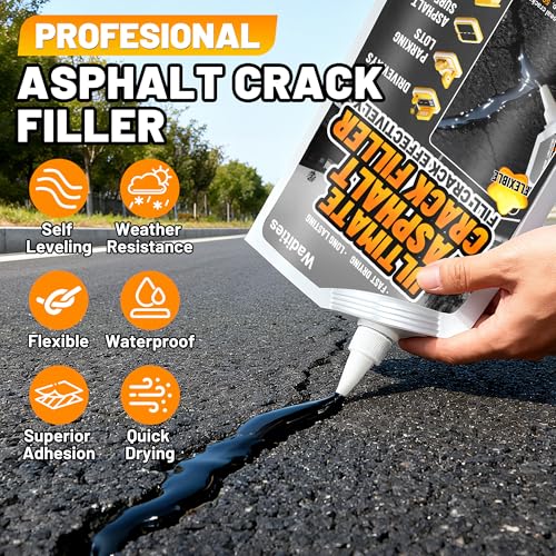 Asphalt Crack Filler, 8LB High Elasticity Concrete Crack Repair Sealant - style: 6pcs, 8LB