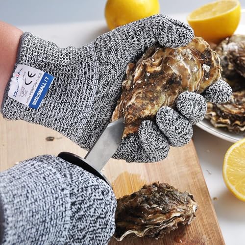 Dowellife 12 Pairs Cut Resistant Gloves Food Grade Level 5 Protection, Safety Kitchen Cuts Gloves for Mandolin Slicing, Fish Fillet, Oyster Shucking, Meat Cutting and Wood Carving (Black Gray, Medium) - size: Medium (Pack of 12)