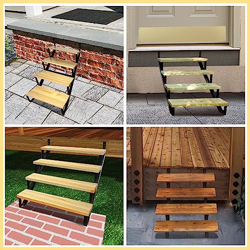4 Step Metal Stair Step Steel Riser Stringers for 34.7" Height Deck, 2Packs - size: 4 Steps